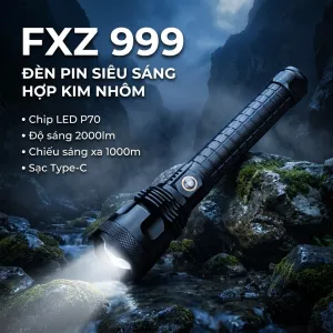 Đèn Pin Siêu Sáng FXZ 999, Độ Sáng 2000lm, Đèn Ánh Sáng Trắng, Đa Chức Năng, Chiếu Xa 5000m