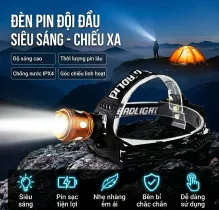 Đèn Đội Đầu Siêu Sáng Công Nghệ Đức, Cảm Biến Thông Minh, Ánh Sáng Mạnh, Phù Hợp Sửa Chữa, Câu Cá Ban Đêm, Soi Ếch Bắt Cá, Pin Lithium