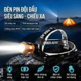 Đèn Pin Đội Đầu Siêu Sáng Công Nghệ Đức, Cảm Biến Thông Minh, Ánh Sáng Mạnh, Phù Hợp Sửa Chữa, Câu Cá Ban Đêm, Sử Dụng Pin Lithium Sạc Lại.