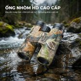 Ống Nhòm Đôi Bushnell 10x42 Ngụy Trang, Zoom To, Thấu Kính HD Sắc Nét, Chống Nước Bơm Khí Nitor
