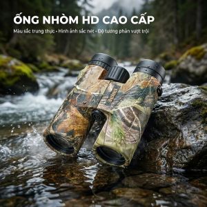 Ống Nhòm Đôi Bushnell 10x42 Ngụy Trang, Zoom To, Thấu Kính HD Sắc Nét, Chống Nước Bơm Khí Nitor