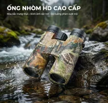 Ống Nhòm Đôi Bushnell 10x42 Ngụy Trang, Zoom To, Thấu Kính HD Sắc Nét, Chống Nước Bơm Khí Nitor