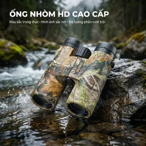 Ống Nhòm Đôi Bushnell 10x42 Ngụy Trang, Zoom To, Thấu Kính HD Sắc Nét, Chống Nước Bơm Khí Nitor
