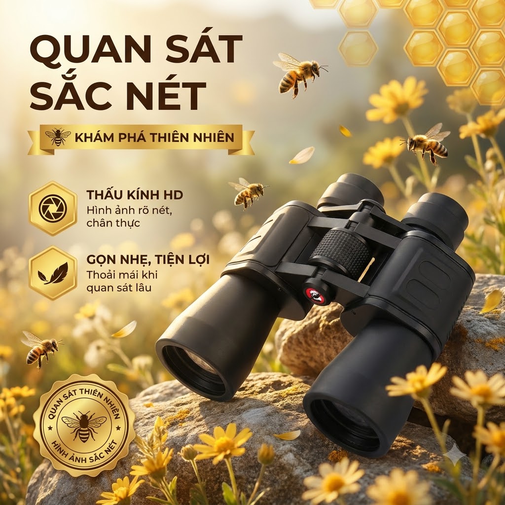 Ống Nhòm Panda 20x50 Phóng Đại 20 Lần, Quan Sát Tầm Xa, Hình Ảnh Sắc Nét, Thấu Kính Quang Học, Dùng Du Lịch Dã Ngoại