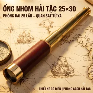 Ống Nhòm Hải Tặc 25x30 Một Mắt Kéo Dài Cổ Điển,Chất Liệu Đồng Cao Cấp, Kính Viễn Vọng Cầm Tay Quan Sát Từ Xa