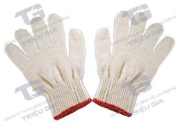 Găng Tay Sợi Trắng- Viền Đỏ