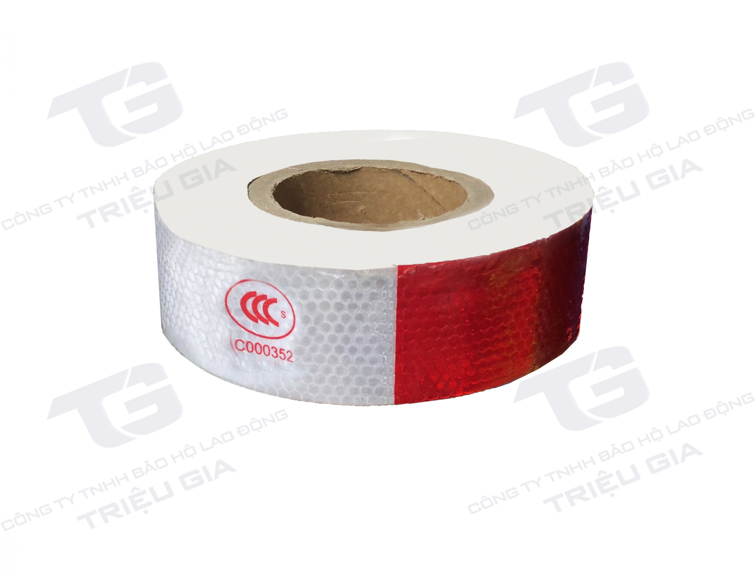 Cuôn Phản Quang Dán 5cm - Trắng Sọc Đỏ
