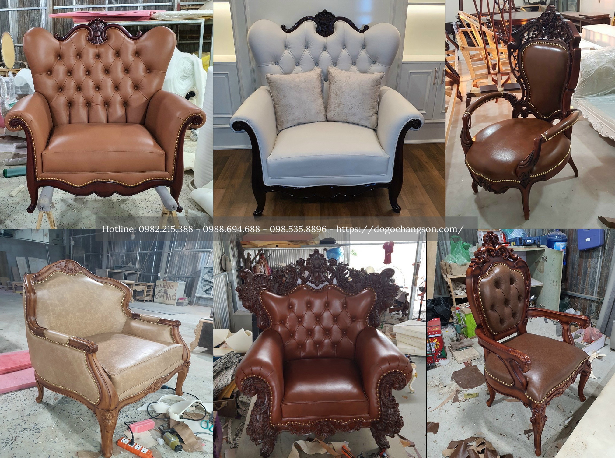 Mẫu ghế sofa tân cổ điển gỗ gõ đỏ Nam Phi bọc da bò ý