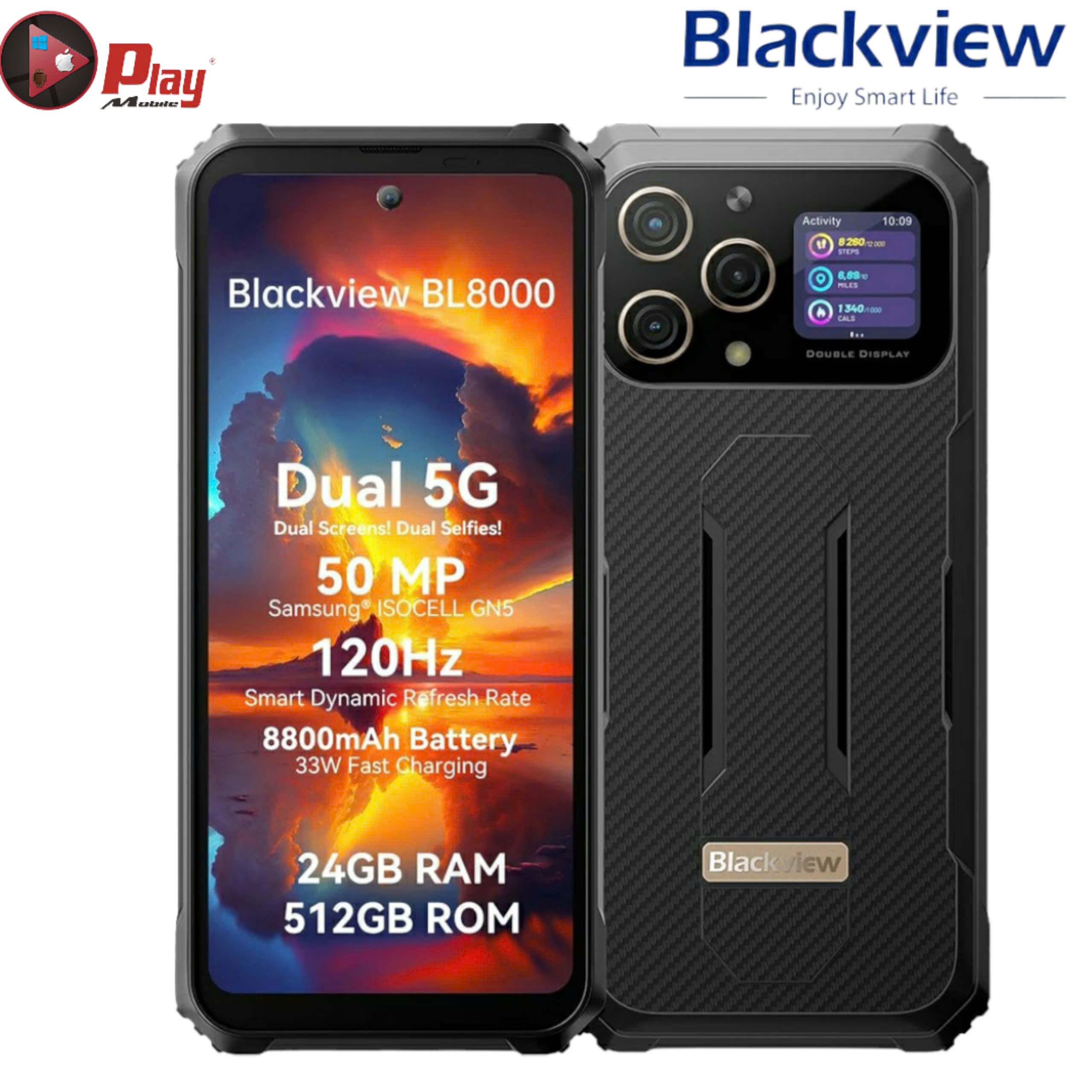 Blackview BL8000 5G 12G+12G/512GB màn 120Hz | siêu bền bỉ chống va đập | Tặng sạc nhanh 45W