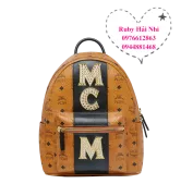 Balo MCM COGNAC VISETOS STRIPE STUDS
