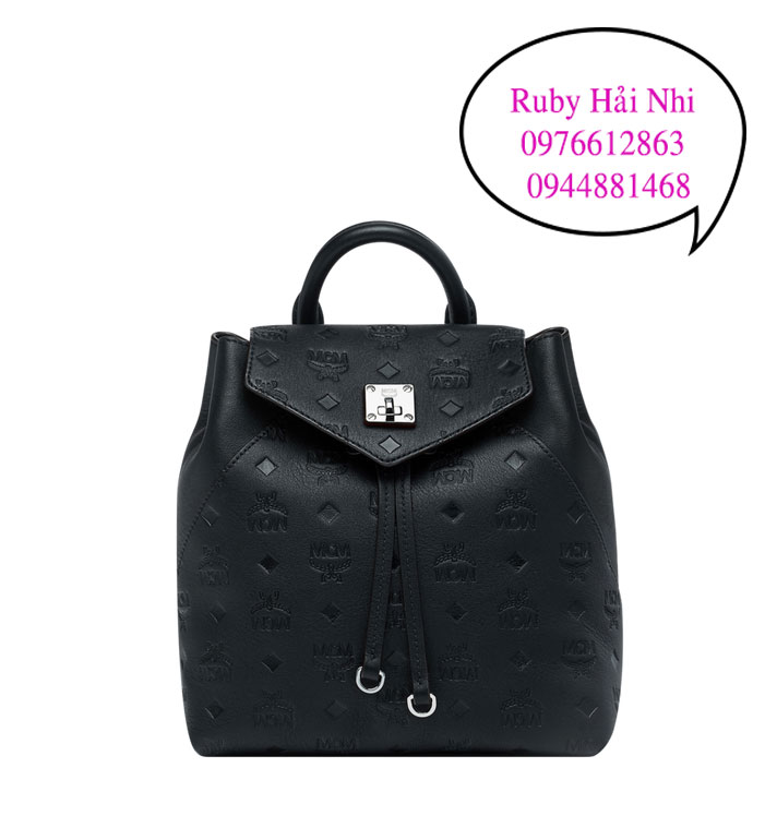 Balo MCM ESSENTIAL BACKPACK IN MONOGRAM LEATHER - BLACK - 32Cm