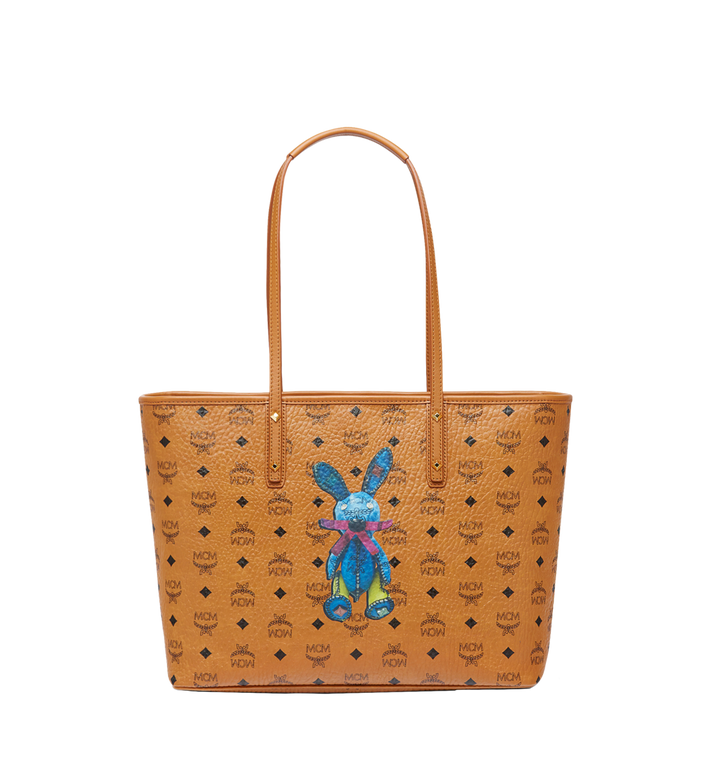 TÚI MCM MEDIUM RABBIT TOP ZIP SHOPPER - COGNAC