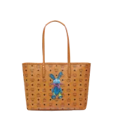 TÚI MCM MEDIUM RABBIT TOP ZIP SHOPPER - COGNAC