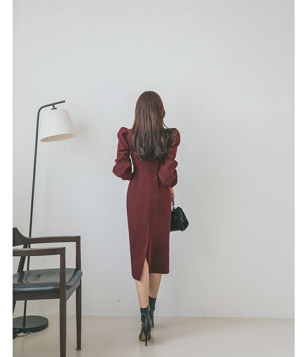 Puff Shoulder Sheath Dress_P000DGUG_01