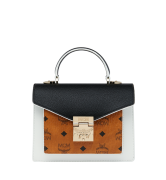 Túi MCM Small Patricia Satchel in Visetos Leather Block - Cognac & Black