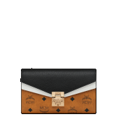 Túi MCM Large - Patricia Crossbody Wallet in Visetos Leather Block - Cognac & Black