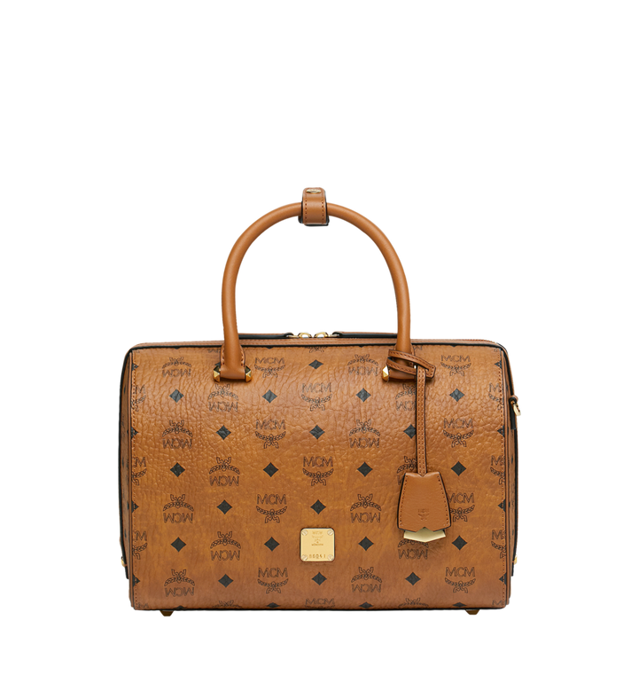 Túi MCM 30 cm Essential Boston in Visetos - Cognac