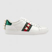 GIÀY GUCCI - ACE SYUDDED LEATHER SNEAKER WITH PEARLS ANDSTUDS