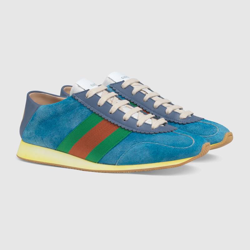 Suede sneaker with Web_Blue_3