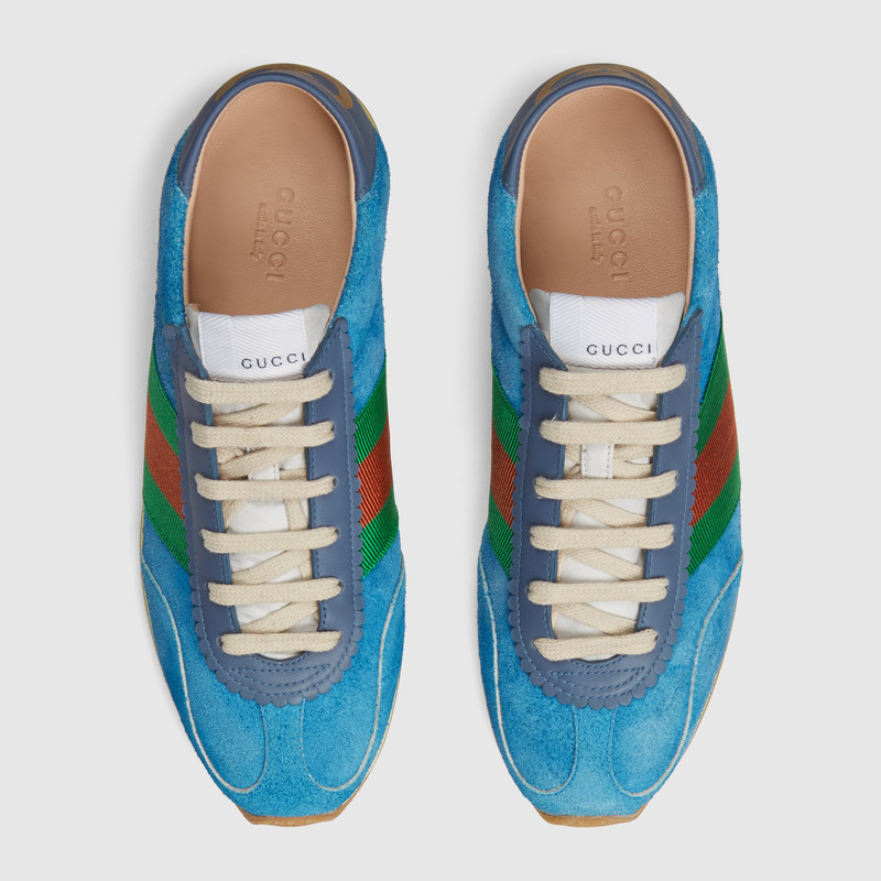 Suede sneaker with Web_Blue_4