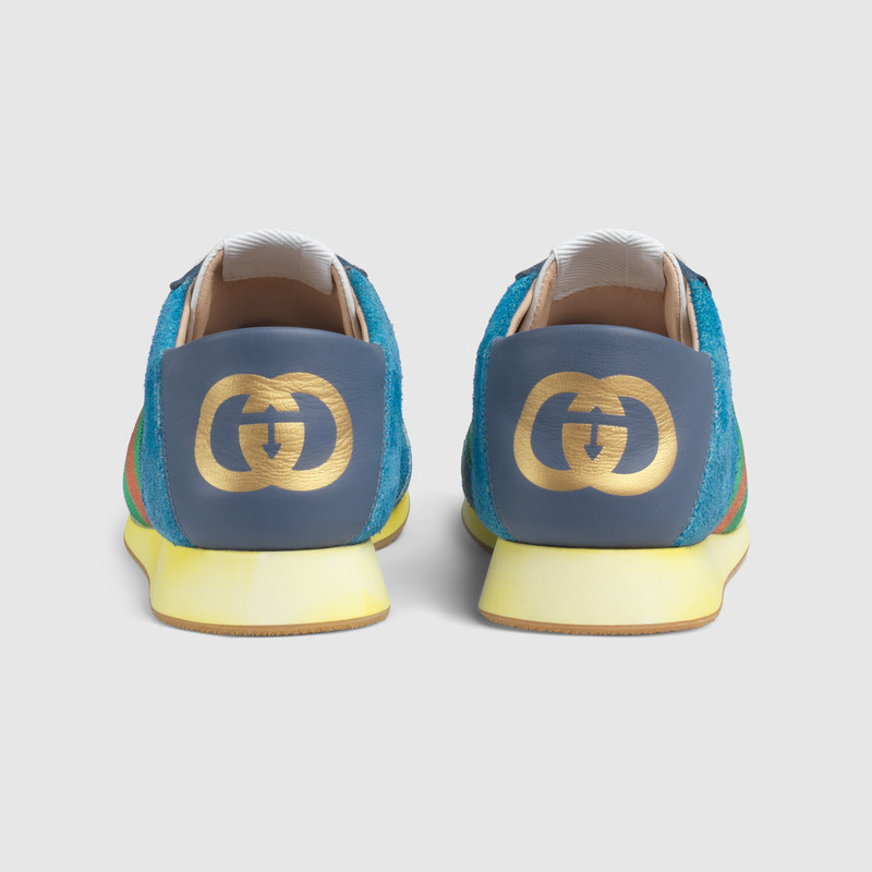 Suede sneaker with Web_Blue_5