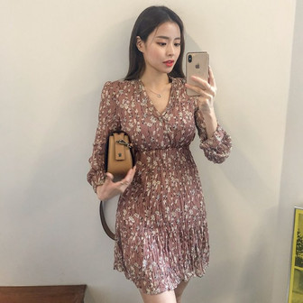 THỜI TRANG HÀN QUỐC - Crinkled Floral Dress