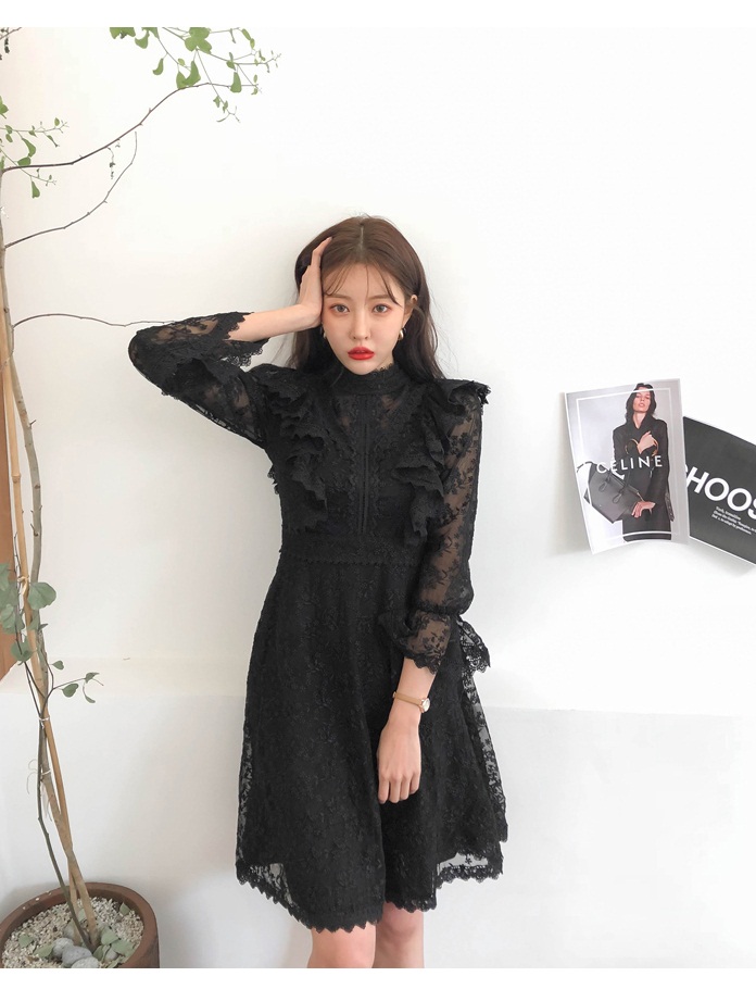 High Neck A-Line Lace Dress 1