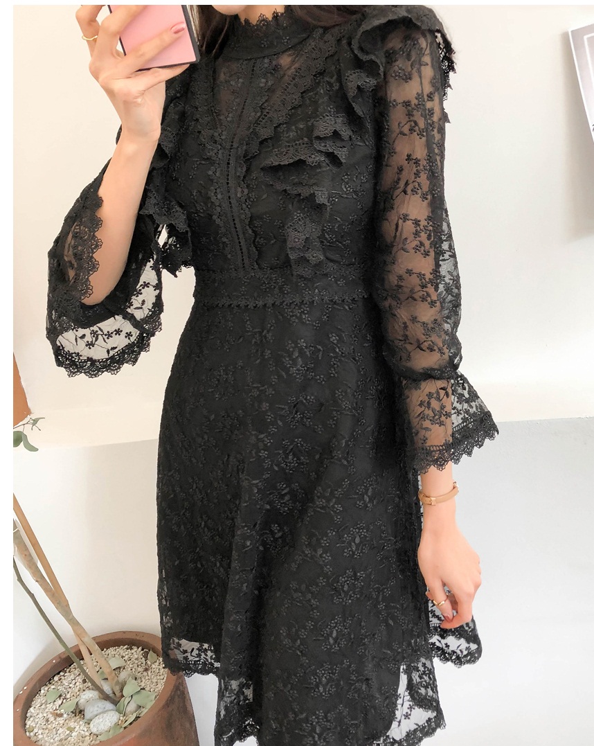 High Neck A-Line Lace Dress