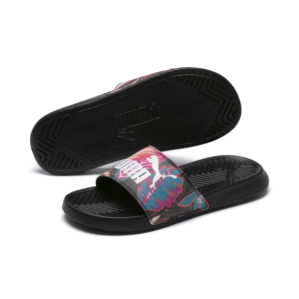 DÉP PUMA POPCAT FLOWER POWER WOMEN SLIDE SANDALS - Black & White