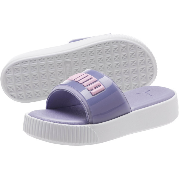 DÉP PUMA PLATFORM FASHION WOMEN SLIDE SANDALS - Lavender & White