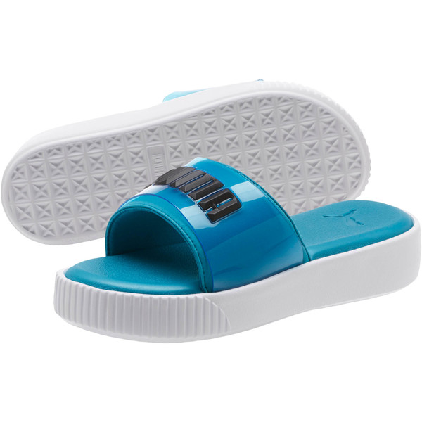DÉP PUMA PLATFORM FASHION WOMEN SLIDE SANDALS - Caribbean Sea & White