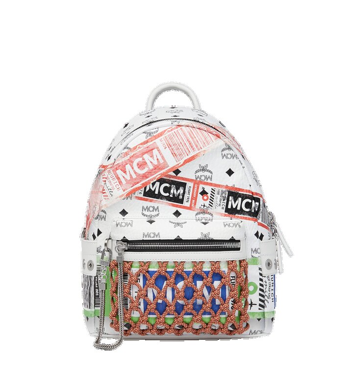 Balo MCM Stark Backpack in Flight Print Visetos - White - 32cm