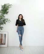 THỜI TRANG HÀN QUỐC - Distressed Skinny Fit Jeans