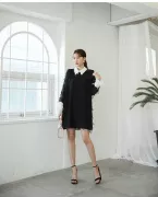 THỜI TRANG HÀN QUỐC - Frayed Collared Dress