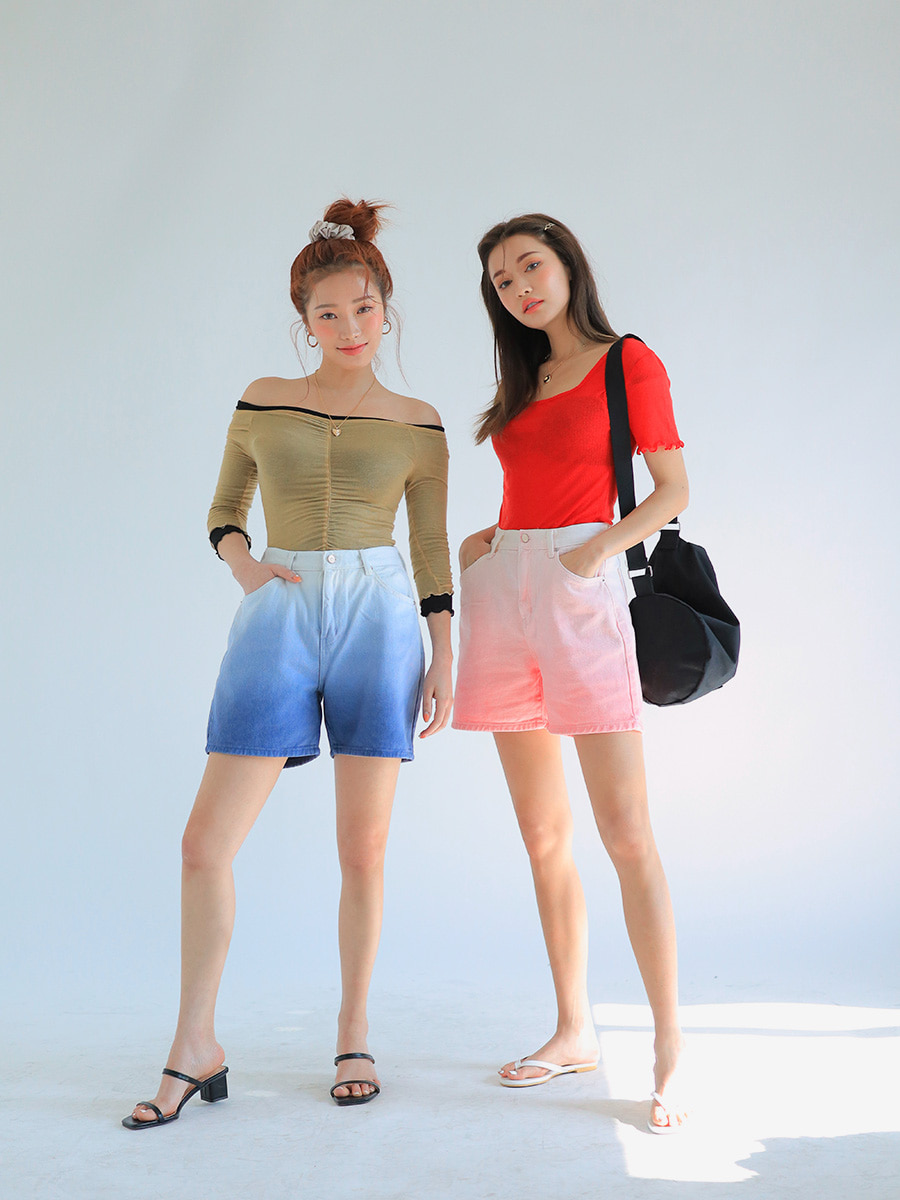 THỜI TRANG HÀN QUỐC - Gradated High-Rise Shorts
