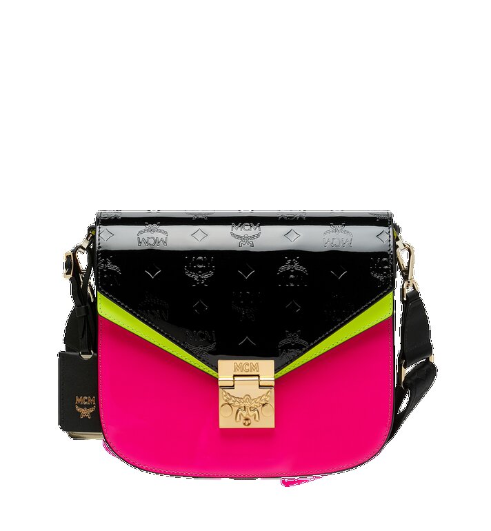 TÚI MCM Small - Patricia Shoulder Bag in Monogram Patent Leather - Black Pink