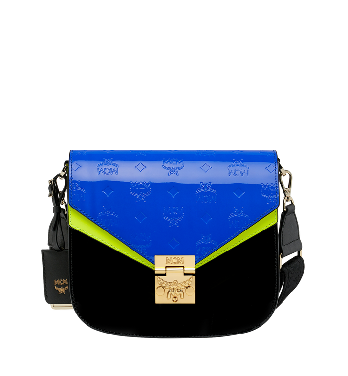 TÚI MCM Small - Patricia Shoulder Bag in Monogram Patent Leather - Neon Cobalt