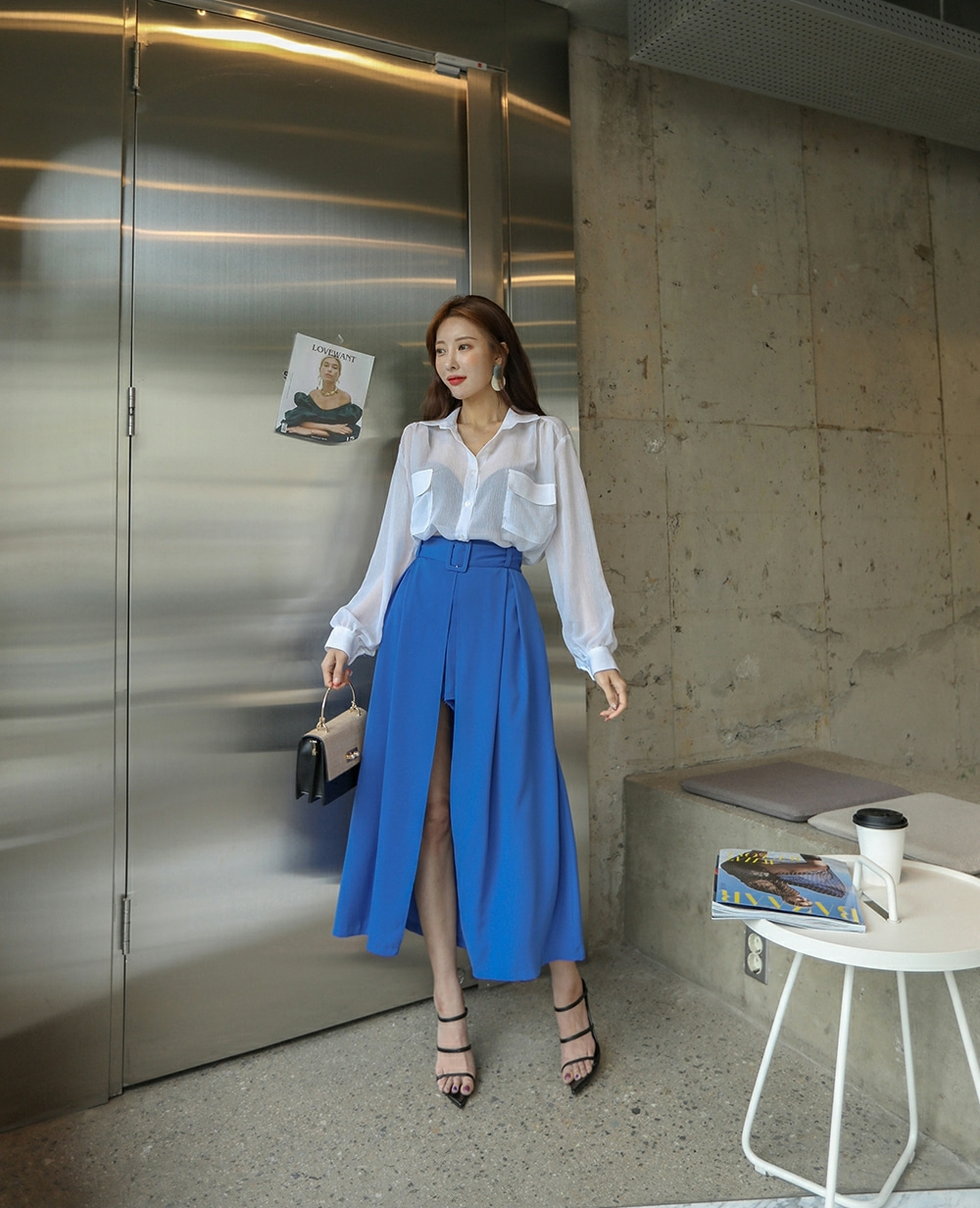 THỜI TRANG HÀN QUỐC - Belted Midaxi Skort