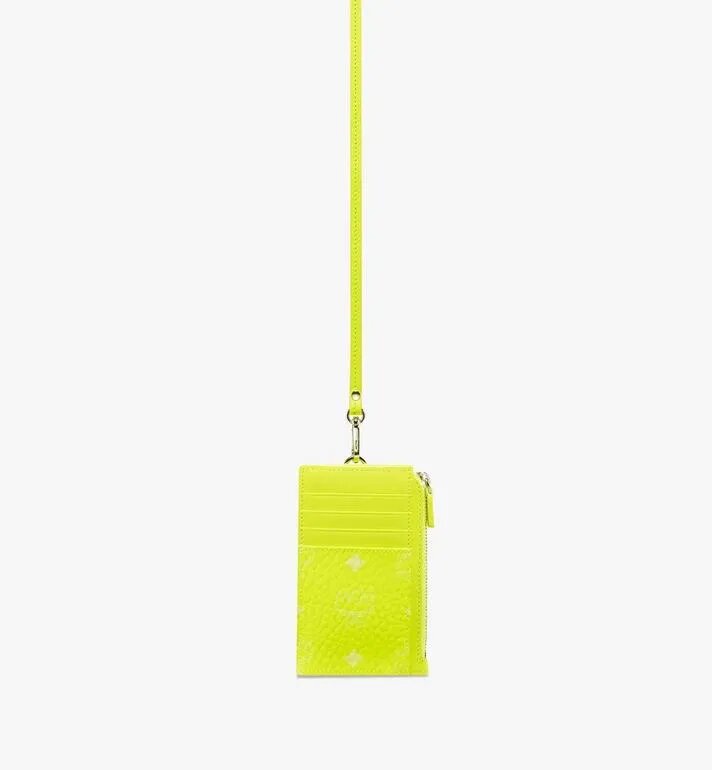 VÍ MCM Mini - LANYARD CARD HOLDER IN VISETOS - Neon Yellow