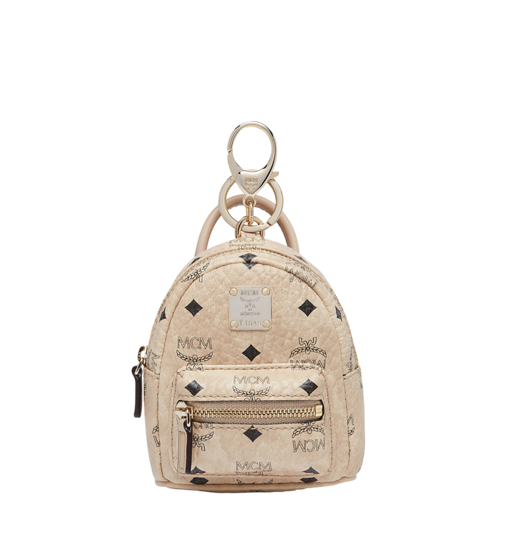 MCM BACKPACK CHARM IN VISETOS - BEIGE