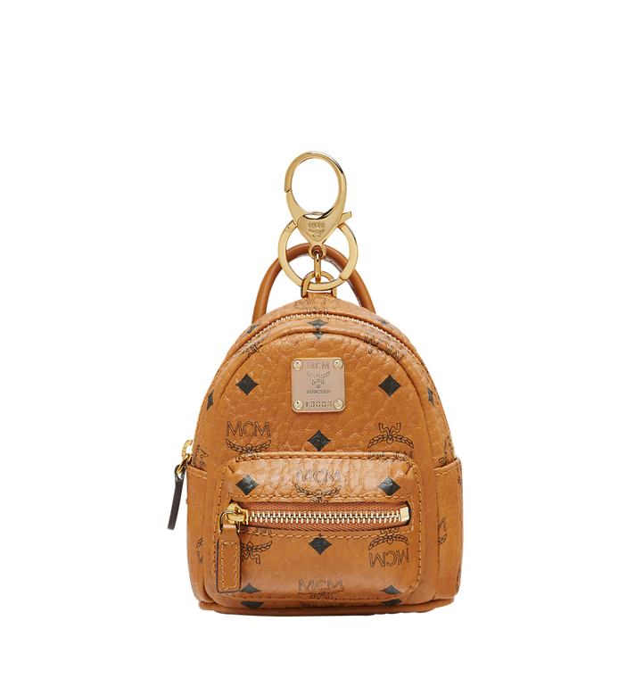 MCM BACKPACK CHARM IN VISETOS - COGNAC