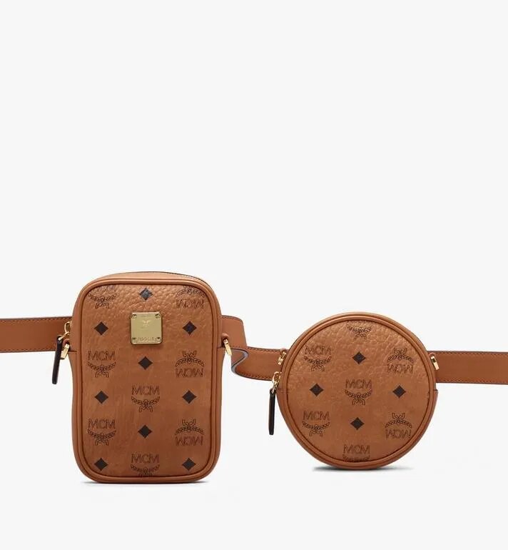 TÚI MCM - ESSENTIAL BELT BAG IN VISETOS - Cognac