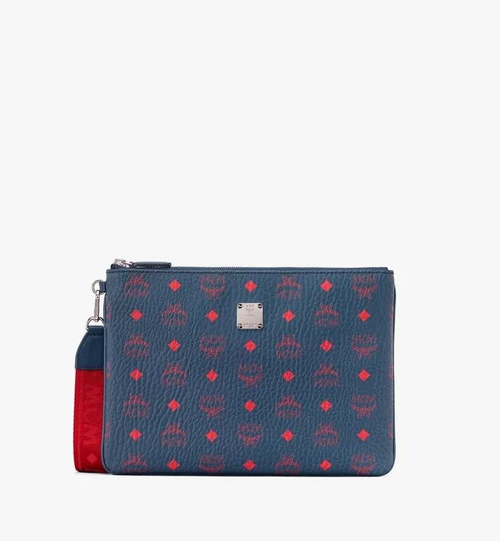 Túi MCM Medium - WRISTLET ZIP POUCH IN VISETOS - Deep Blue Sea