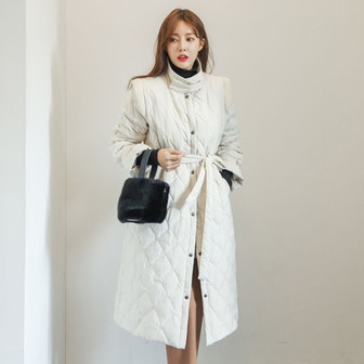 THỜI TRANG HÀN QUỐC - Quilted Tie-Waist Coat