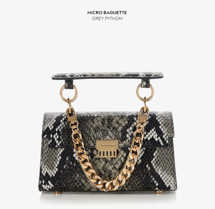 TÚI PLAY NO MORE - MICRO BAGUETTE - GREY PYTHON