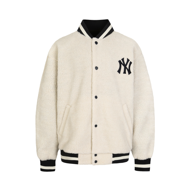 ÁO KHOÁC MLB NEW YORK YANKEES SHEEP BOA SOLID BASEBALL JACKET - IVORY