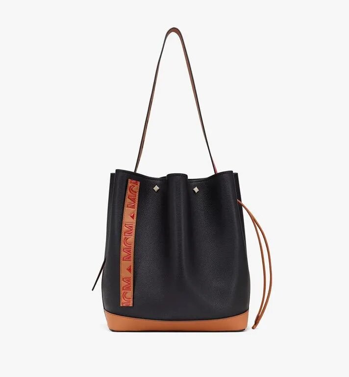 TÚI MCM MEDIUM MILANO DRAWSTRING BAG IN CALFSKIN LEATHER - BLACK