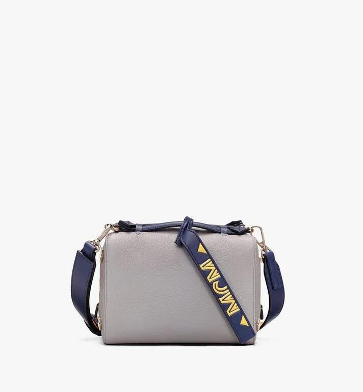 TÚI MCM MILANO BOSTON BAG IN CALFSKIN LEATHER - ARCH GREY 18CM