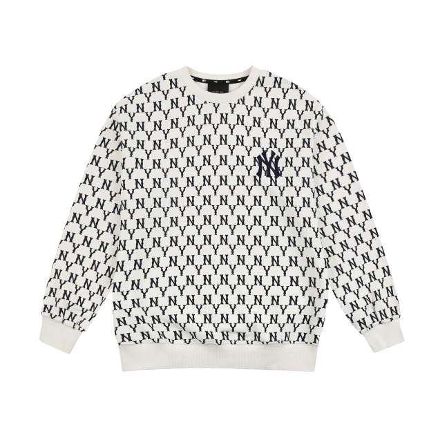 ÁO MLB NEW YORK YANKEES FRONT MONOGRAM EMBOSSED EMBROIDERY SWEATSHIRT - IVORY