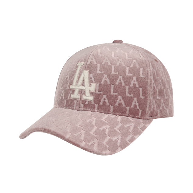 NÓN MLB LA DODGERS VELVET MONOGRAM ADJUSTABLE CAP - PINK